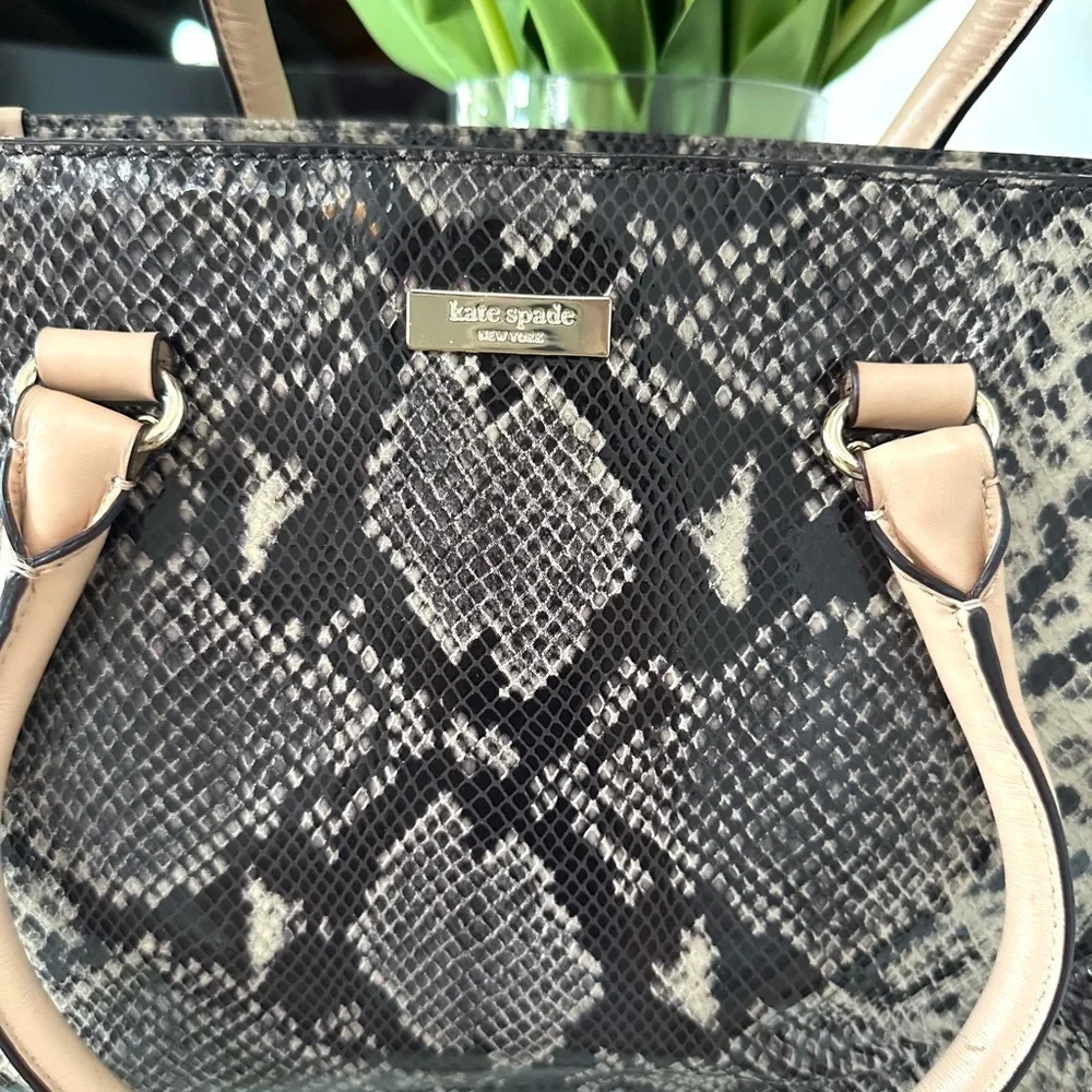 Kate Spade Beige and Black Snake Pattern Tote